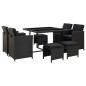 vidaXL Set da Pranzo da Giardino 9 pz con Cuscini in Polyrattan Nero vidaXL Set da Pranzo da Giardino 9 pz con Cuscini in Polyrattan Nero