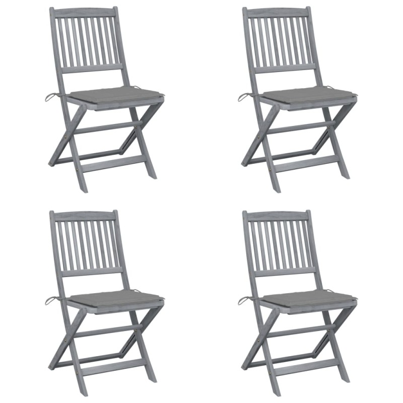 Sedie da Giardino Pieghevoli 4pz con Cuscini in Massello Acacia Sedie da Giardino Pieghevoli 4pz con Cuscini in Massello Acacia