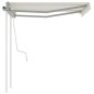 Tenda da Sole Retrattile Manuale con Pali 3x2,5 m Crema