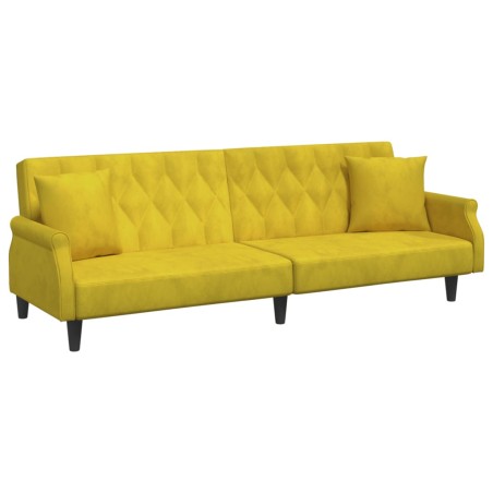 vidaXL Divano Letto con Braccioli Giallo in Velluto
