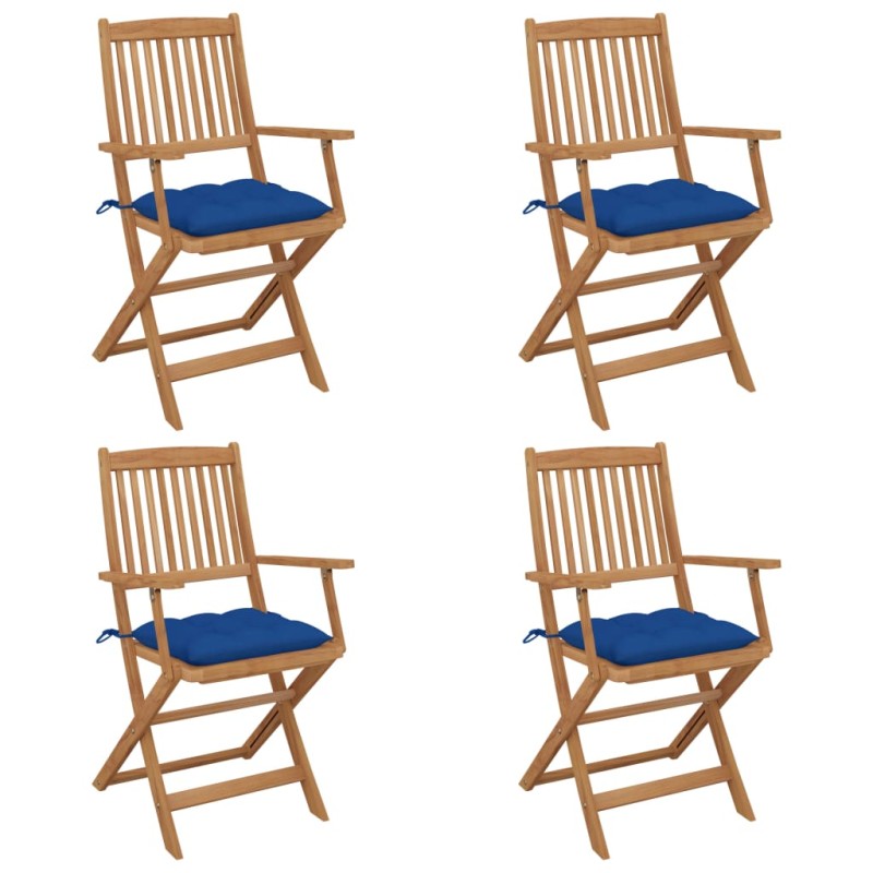 Sedie da Giardino Pieghevoli 4pz con Cuscini Massello Acacia Sedie da Giardino Pieghevoli 4pz con Cuscini Massello Acacia