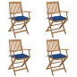 Sedie da Giardino Pieghevoli 4pz con Cuscini Massello Acacia Sedie da Giardino Pieghevoli 4pz con Cuscini Massello Acacia