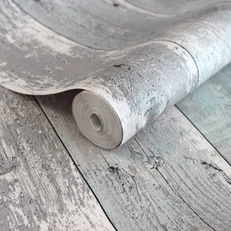 Topchic Carta da Parati Wooden Planks Grigio e Blu