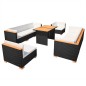 vidaXL Set Divani da Giardino 10 pz con Cuscini in Polyrattan Nero vidaXL Set Divani da Giardino 10 pz con Cuscini in Polyrattan Nero