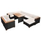 vidaXL Set Divani da Giardino 10 pz con Cuscini in Polyrattan Nero vidaXL Set Divani da Giardino 10 pz con Cuscini in Polyrattan Nero