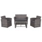 vidaXL Set Divani da Giardino 4 pz con Cuscini in Polyrattan Grigio vidaXL Set Divani da Giardino 4 pz con Cuscini in Polyrattan Grigio