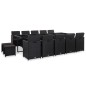vidaXL Set da Pranzo da Giardino 15 pz con Cuscini in Polyrattan Nero vidaXL Set da Pranzo da Giardino 15 pz con Cuscini in Polyrattan Nero