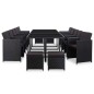 vidaXL Set da Pranzo da Giardino 15 pz con Cuscini in Polyrattan Nero vidaXL Set da Pranzo da Giardino 15 pz con Cuscini in Polyrattan Nero