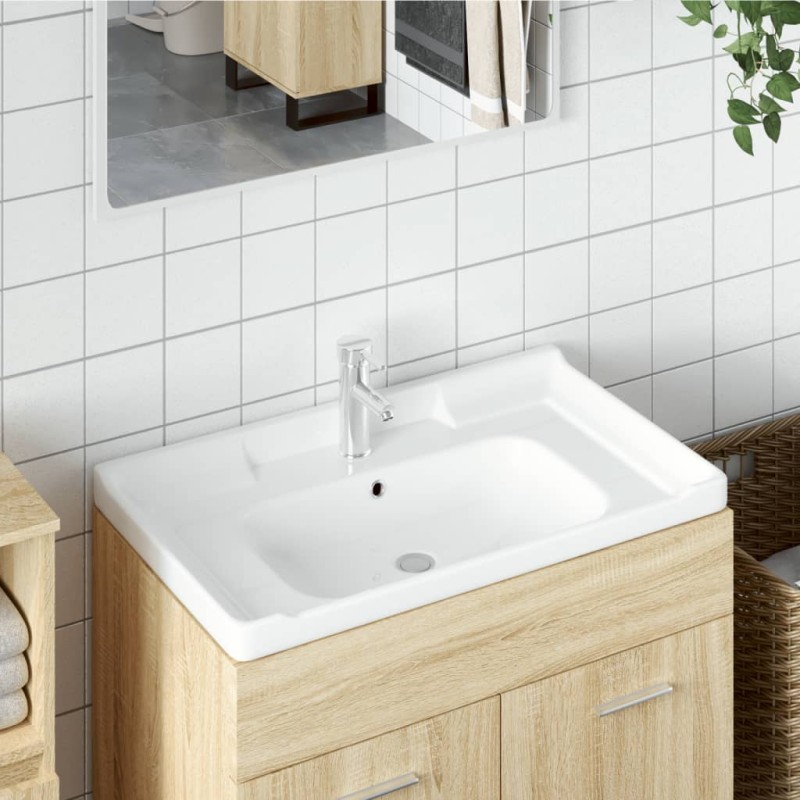vidaXL Lavandino da Bagno Bianco 91,5x48x23cm Rettangolare in Ceramica vidaXL Lavandino da Bagno Bianco 91,5x48x23cm Rettangolare in Ceramica