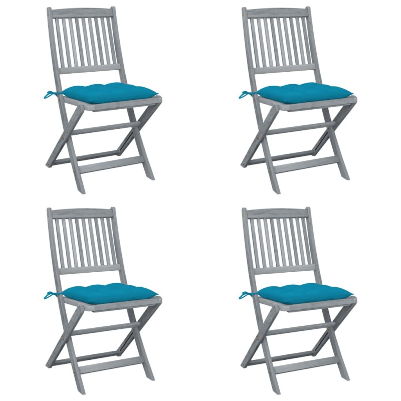 Sedie da Giardino Pieghevoli 4pz con Cuscini in Massello Acacia Sedie da Giardino Pieghevoli 4pz con Cuscini in Massello Acacia