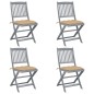 Sedie da Giardino Pieghevoli 4pz con Cuscini in Massello Acacia Sedie da Giardino Pieghevoli 4pz con Cuscini in Massello Acacia