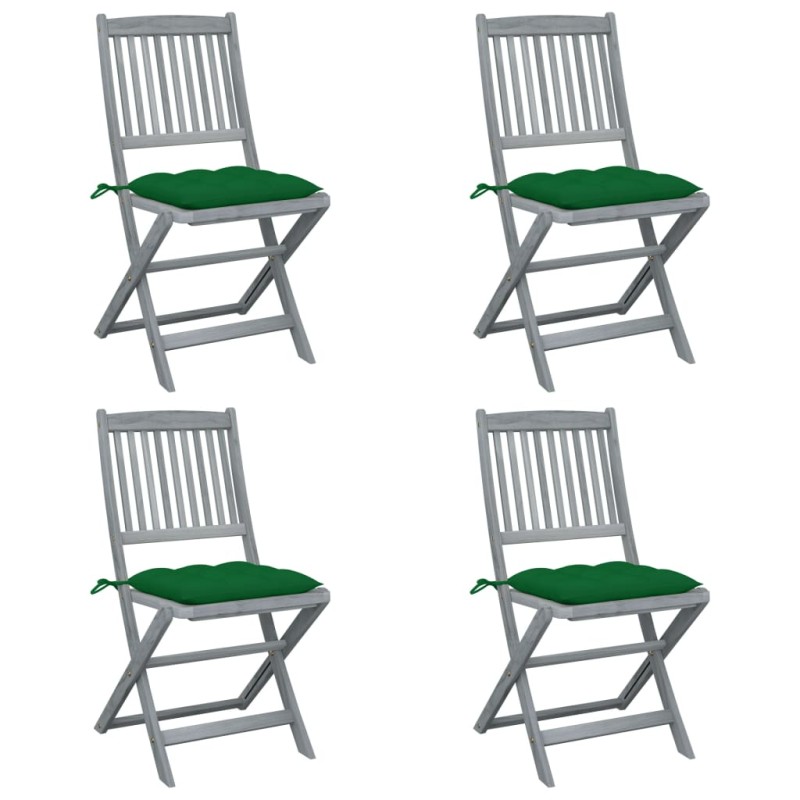 Sedie da Giardino Pieghevoli 4pz con Cuscini in Massello Acacia Sedie da Giardino Pieghevoli 4pz con Cuscini in Massello Acacia
