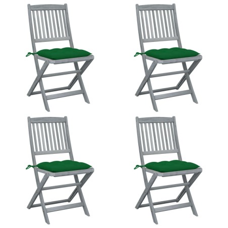 Sedie da Giardino Pieghevoli 4pz con Cuscini in Massello Acacia