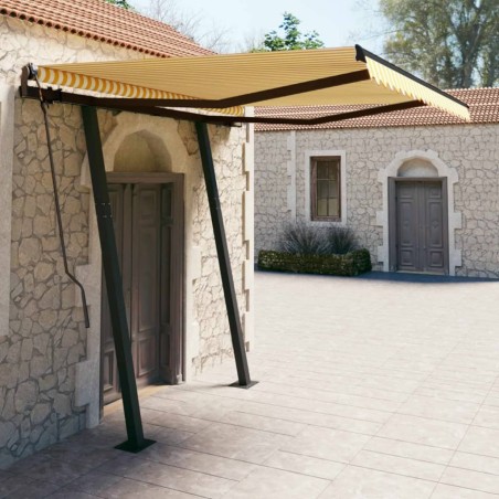Tenda da Sole Retrattile Manuale Pali 3,5x2,5 m Gialla Bianca