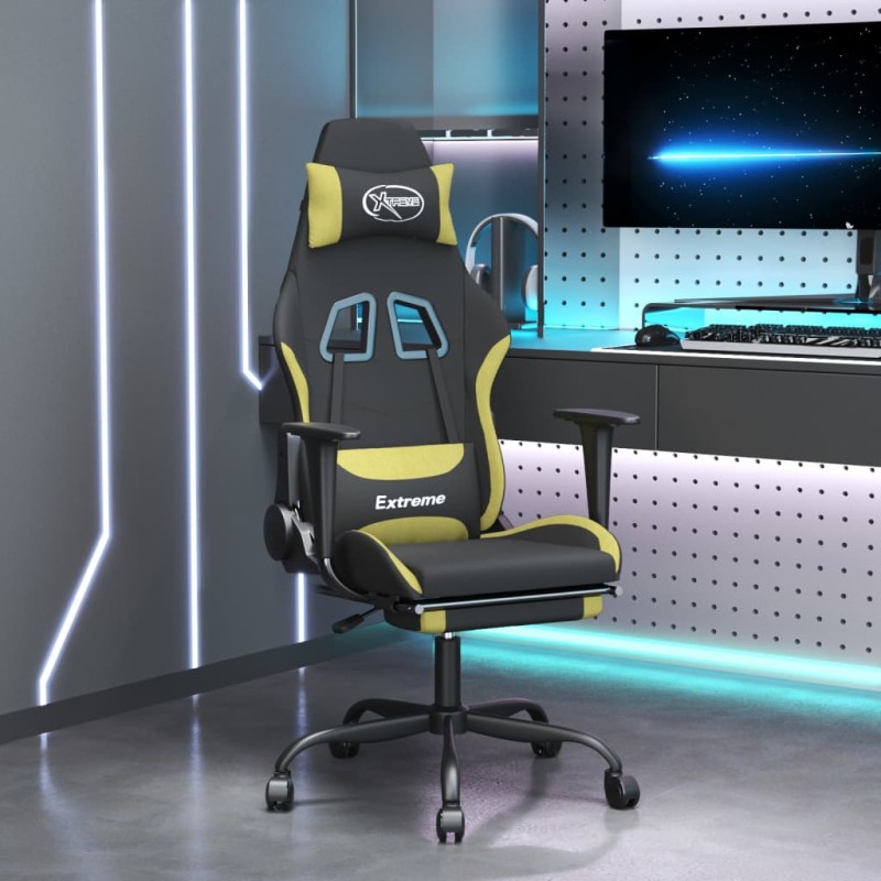 vidaXL Sedia da Gaming Massaggio e Poggiapiedi Nero e Verde Chiaro vidaXL Sedia da Gaming Massaggio e Poggiapiedi Nero e Verde Chiaro