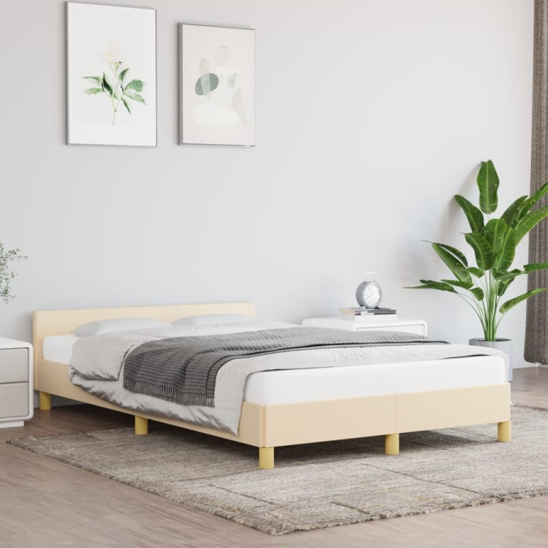 vidaXL Giroletto con Testiera Crema 120x200 cm in Tessuto