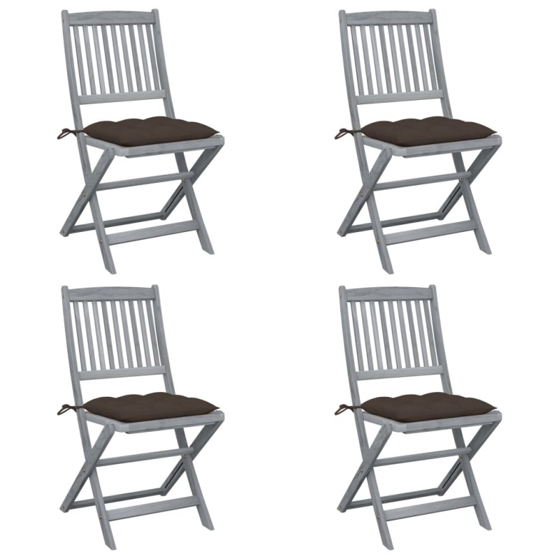 Sedie da Giardino Pieghevoli 4pz con Cuscini in Massello Acacia Sedie da Giardino Pieghevoli 4pz con Cuscini in Massello Acacia