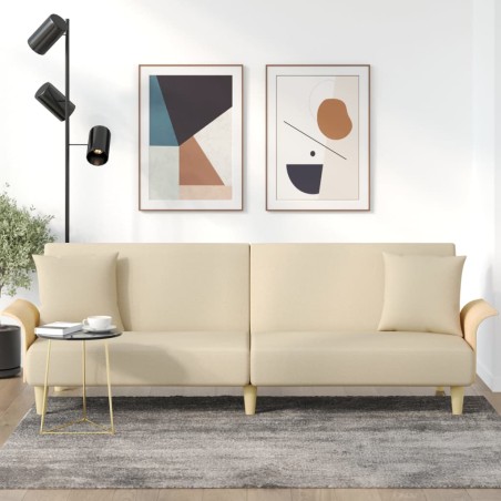 vidaXL Divano Letto con Braccioli Crema in Tessuto