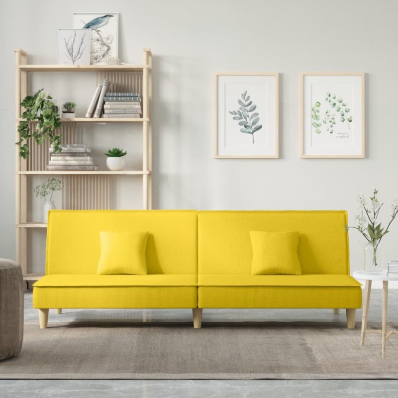 vidaXL Divano Letto Giallo Chiaro in Tessuto vidaXL Divano Letto Giallo Chiaro in Tessuto