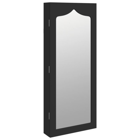 vidaXL Armadio Portagioie con Specchio a Muro Nero 37,5x10x90 cm