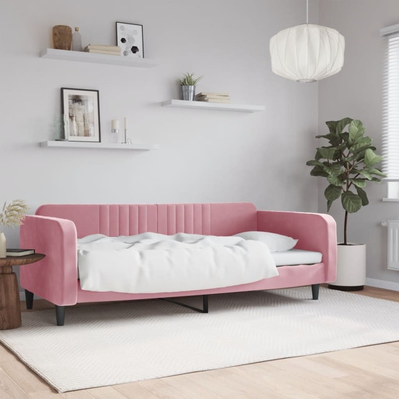 vidaXL Letto da Giorno Rosa 90x200 cm in Velluto vidaXL Letto da Giorno Rosa 90x200 cm in Velluto