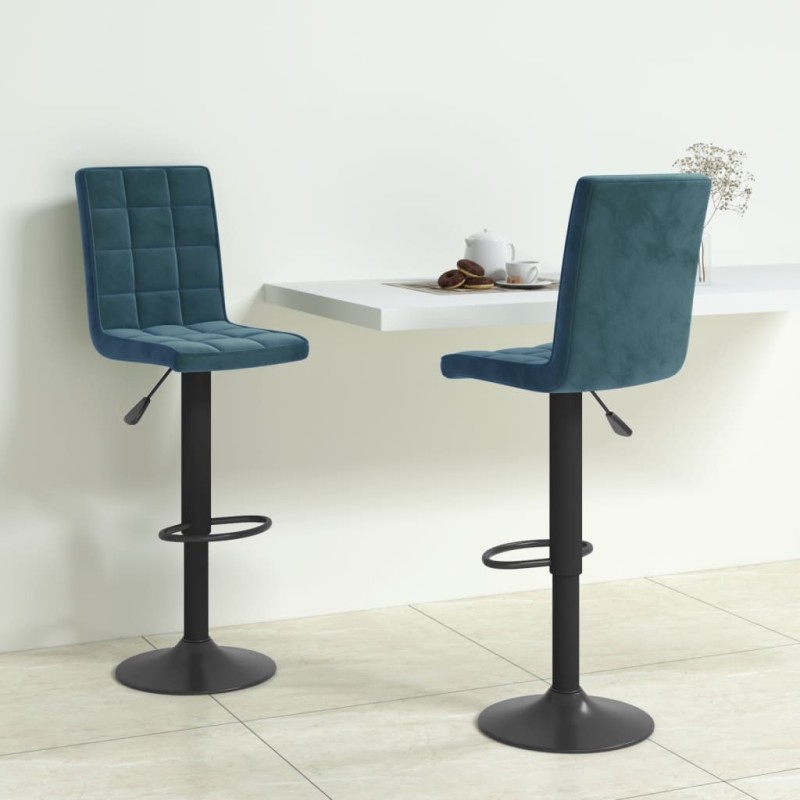 vidaXL Sgabelli da Bar 2 pz Blu in Velluto vidaXL Sgabelli da Bar 2 pz Blu in Velluto
