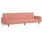 vidaXL Divano Letto a 2 Posti Rosa in Velluto vidaXL Divano Letto a 2 Posti Rosa in Velluto
