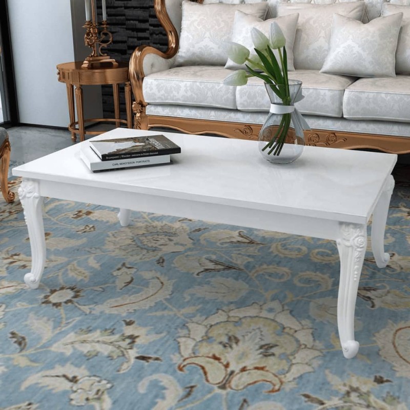 Tavolino da Caffè 115x65x42 cm Bianco Lucido Tavolino da Caffè 115x65x42 cm Bianco Lucido