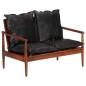 vidaXL Divano 2 Posti Nero Vera Pelle e Legno Massello Acacia vidaXL Divano 2 Posti Nero Vera Pelle e Legno Massello Acacia
