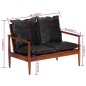 vidaXL Divano 2 Posti Nero Vera Pelle e Legno Massello Acacia vidaXL Divano 2 Posti Nero Vera Pelle e Legno Massello Acacia