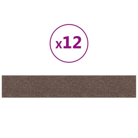 vidaXL Pannelli Murali 12 pz Tortora 90x15 cm Tessuto 1,62 m²