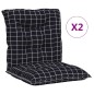 vidaXL Cuscini Sedia Schienale Basso 2 pz Motivo a Quadri Nero Tessuto