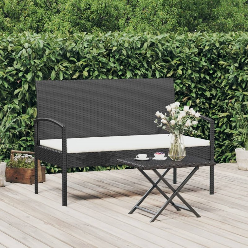 vidaXL Panca da Giardino con Cuscino Nera 105 cm in Polyrattan vidaXL Panca da Giardino con Cuscino Nera 105 cm in Polyrattan