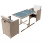 vidaXL Set da Bistrot 3 pz con Cuscini in Polyrattan Beige vidaXL Set da Bistrot 3 pz con Cuscini in Polyrattan Beige