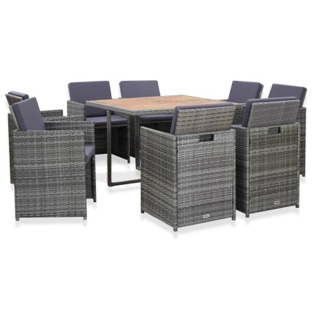 vidaXL Set da Pranzo da Giardino 9 pz e Cuscini Polyrattan Antracite