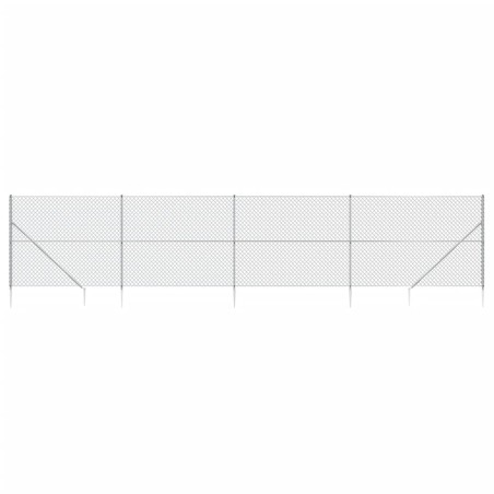 vidaXL Recinzione a Rete con Picchetti Ancoraggio Argento 2,2x10 m
