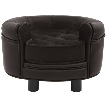 vidaXL Divano per Cani Marrone 48x48x32 cm in Peluche e Similpelle