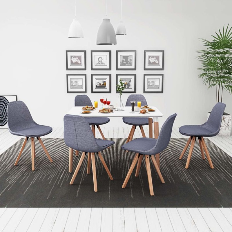 vidaXL 7 Pz Set Tavolo e Sedie Sala da Pranzo Bianco e Grigio Chiaro vidaXL 7 Pz Set Tavolo e Sedie Sala da Pranzo Bianco e Grigio Chiaro