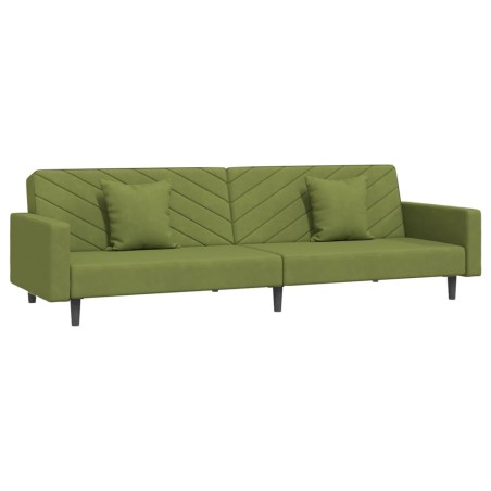 vidaXL Divano Letto a 2 Posti con 2 Cuscini Verde Chiaro in Velluto