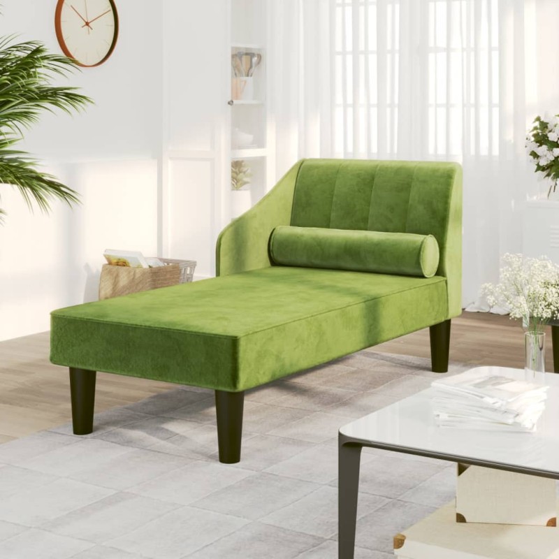vidaXL Sdraio con Capezzale Verde Chiaro in Velluto vidaXL Sdraio con Capezzale Verde Chiaro in Velluto