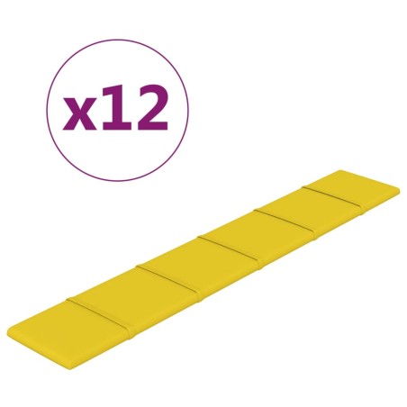 vidaXL Pannelli Murali 12 pz Giallo chiaro 90x15 cm Tessuto 1,62 m²