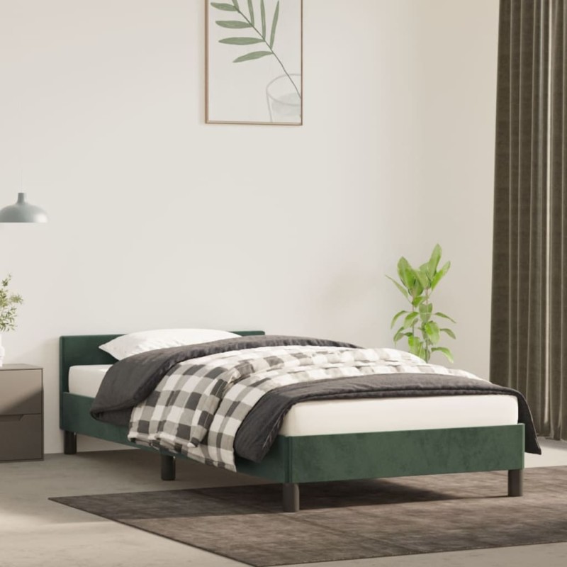 vidaXL Giroletto con Testiera Verde Scuro 90x190 cm in Velluto