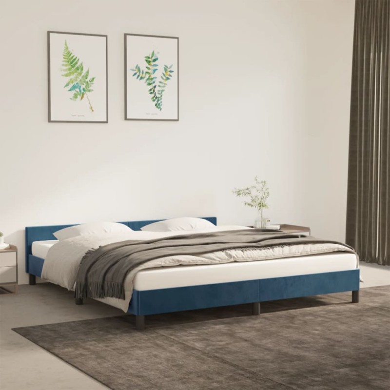 vidaXL Giroletto senza Materasso Blu Scuro 180x200 cm in Velluto vidaXL Giroletto senza Materasso Blu Scuro 180x200 cm in Velluto