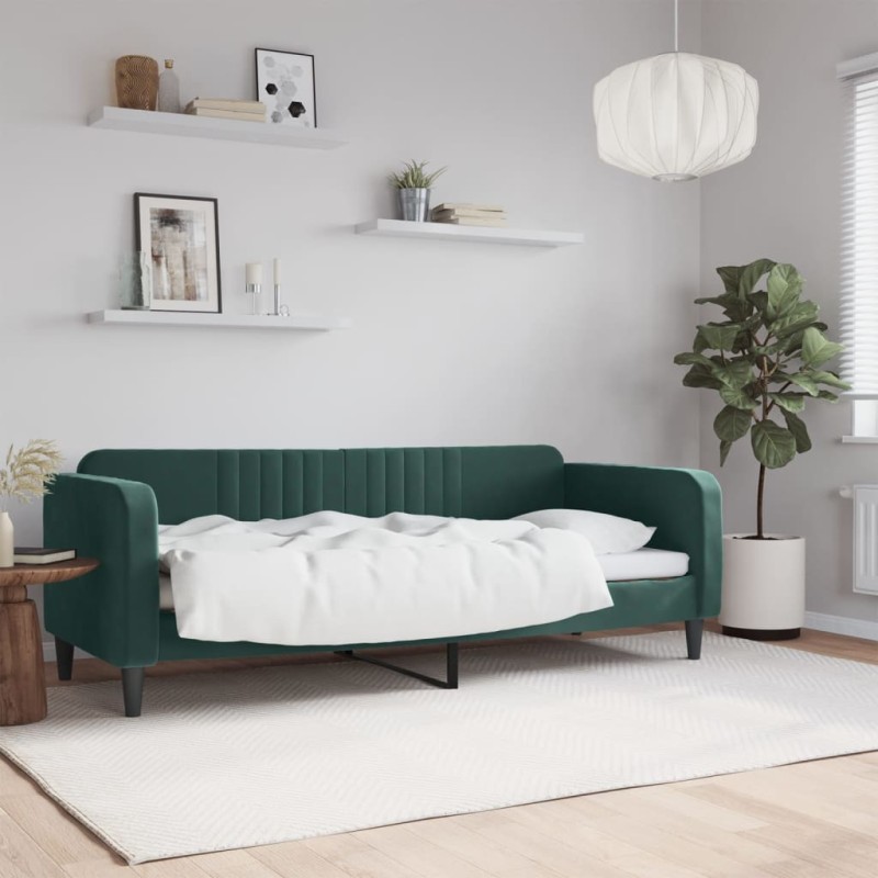 vidaXL Letto da Giorno Verde Scuro 80x200 cm in Velluto vidaXL Letto da Giorno Verde Scuro 80x200 cm in Velluto