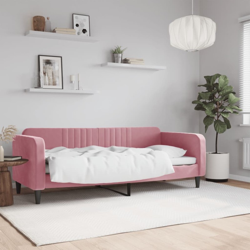 vidaXL Letto da Giorno Rosa 80x200 cm in Velluto vidaXL Letto da Giorno Rosa 80x200 cm in Velluto