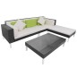 vidaXL Set Divani da Giardino 4 pz con Cuscini in Polyrattan Nero vidaXL Set Divani da Giardino 4 pz con Cuscini in Polyrattan Nero