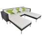 vidaXL Set Divani da Giardino 4 pz con Cuscini in Polyrattan Nero vidaXL Set Divani da Giardino 4 pz con Cuscini in Polyrattan Nero
