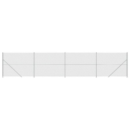 vidaXL Recinzione a Rete con Flangia Argento 2x10 m