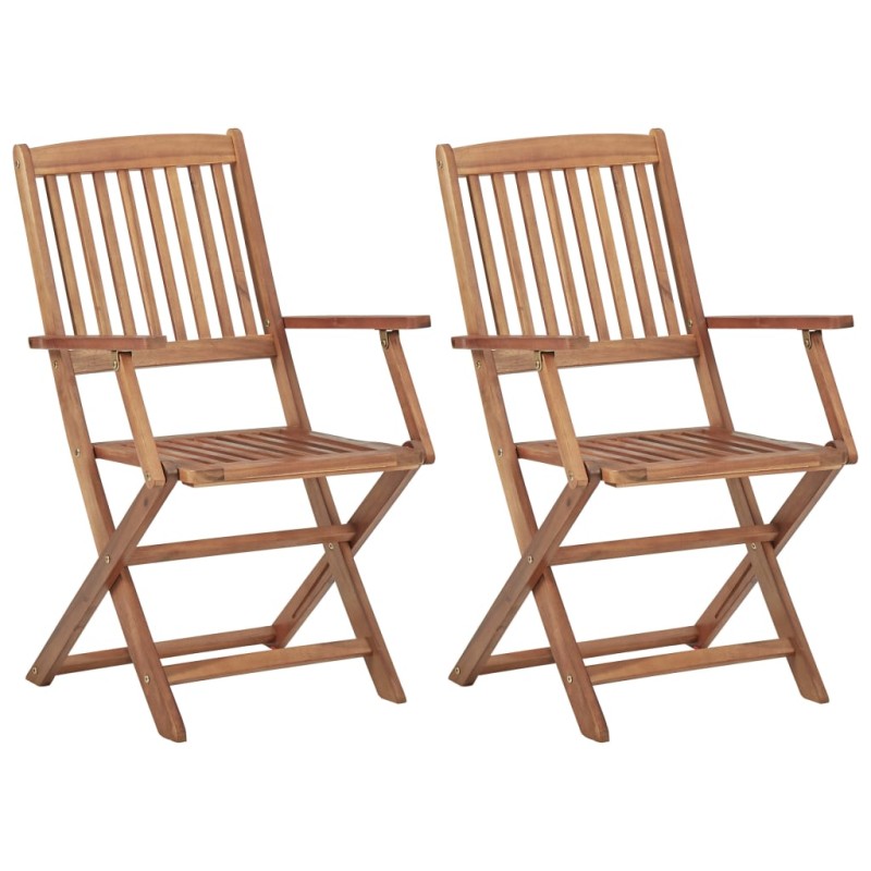 Sedie da Giardino Pieghevoli 2 pz in Legno Massello d'Acacia Sedie da Giardino Pieghevoli 2 pz in Legno Massello d'Acacia