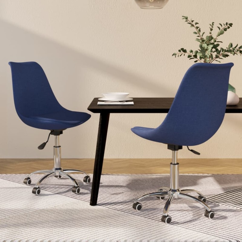 vidaXL Sedie da Pranzo Girevoli 2 pz Blu in Tessuto vidaXL Sedie da Pranzo Girevoli 2 pz Blu in Tessuto